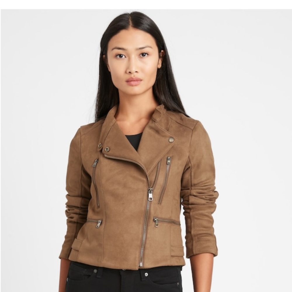 Vegan suede quilted biker jacket